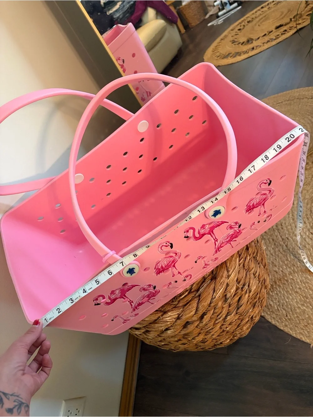 Simply Southern, Large  Pink Flamingo Rubber Tote